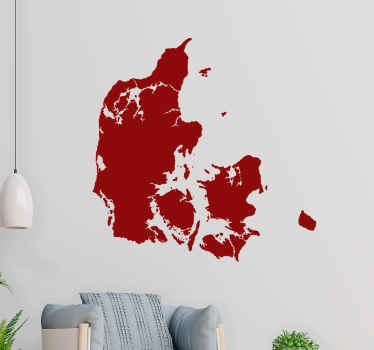 Klassisk danmark kort land klistermærke - TenStickers