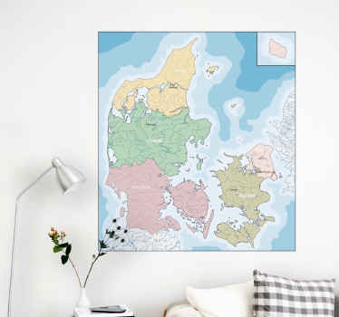 Danmark med kommune og statskortmærke - TenStickers