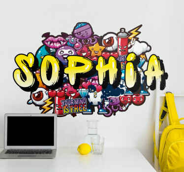 Graffiti Namens Wandtattoo bunt - TenStickers