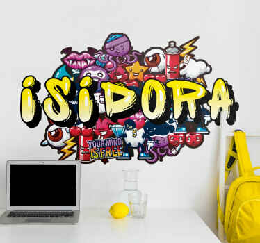 Vinilo decorativo juvenil graffiti urbano con nombre - TenVinilo