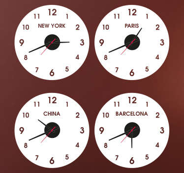 Sticker orologio vari paesi - TenStickers
