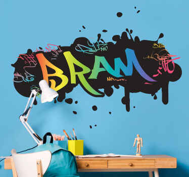 Tienerkamer muursticker naam graffiti - TenStickers