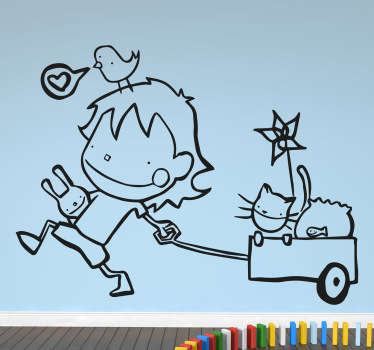 Wandtattoo Junge mit Tieren - TenStickers