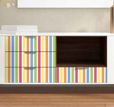 αυτοκόλλητο οριζόντια πολύχρωμα ριγέ έπιπλα - TenStickers