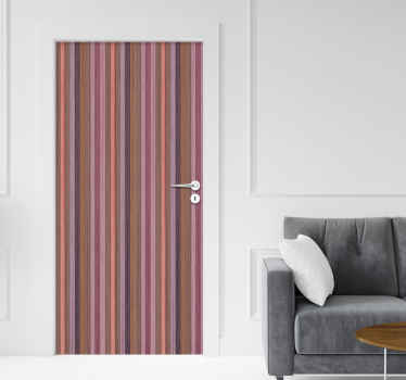 Autocolant de ușă cu textură din lemn gri și roz - TenStickers