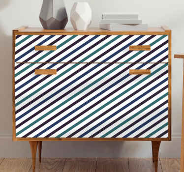 Modré diagonálne pruhy nálepky na nábytok - Tenstickers