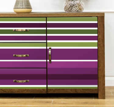 Naklejka na meble Fioletowy i zielony poziomy wzór - TenStickers