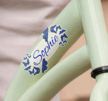 Blue butterflies Bike name sticker - TenStickers