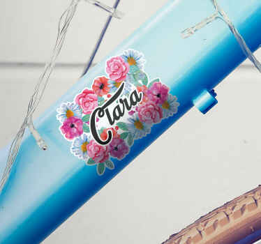 Flowers bike sticker with name - TenStickers