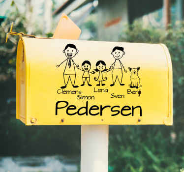 Autocolant pentru cutie poștală pentru părinți, copii și câini - TenStickers