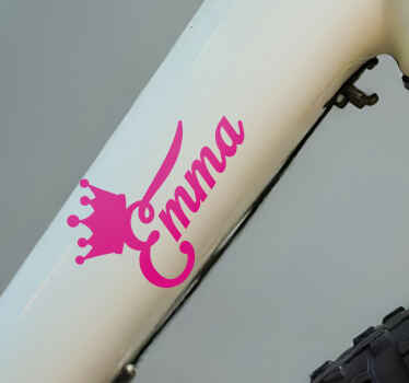 Pink crown bike name sticker - TenStickers