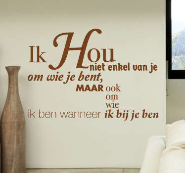 Sticker tekst ik hou van je - TenStickers