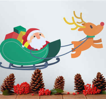 Santa Sleigh Ride holiday sticker - TenStickers