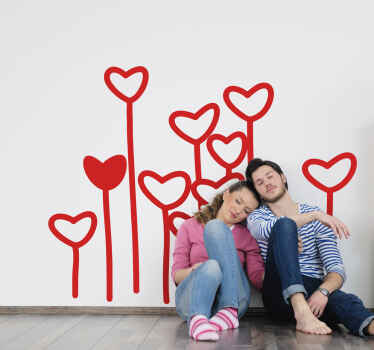 Autocolante de parede com flores de corações - TenStickers