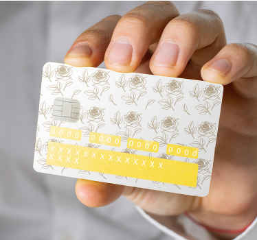 Vinilo tarjeta de crédito Patrón de rosa detallado fondo beige - TenVinilo