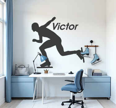 Ice skater with name wall sticker - TenStickers