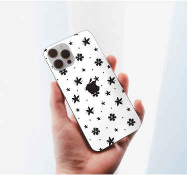 Sticker iPhone Patrón floral de tinta blanco y negro - TenVinilo
