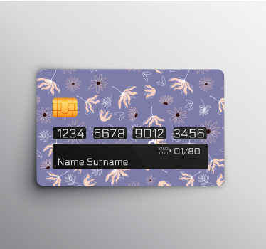 Vinilo tarjeta de crédito Diseño floral abstracto naranja y morad - TenVinilo