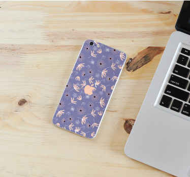 Sticker iPhone Diseño floral abstracto naranja y morado - TenVinilo