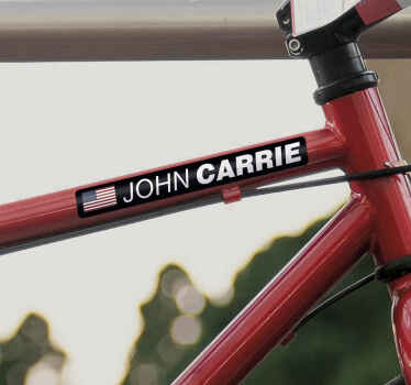 Road bicycle with flag and name bike sticker - TenStickers