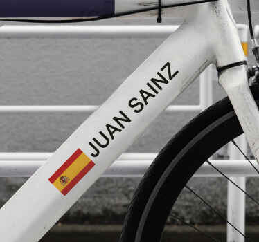 Pegatina para bicicleta de carretera con bandera y nombre - TenVinilo