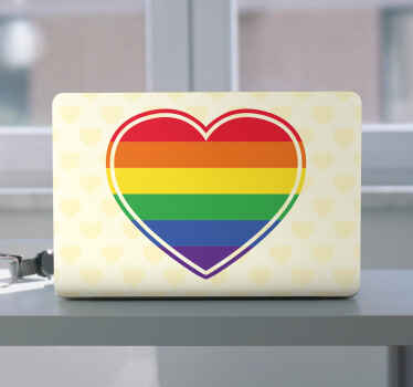 Laptop Aufkleber Gay pride flach in herzform - TenStickers