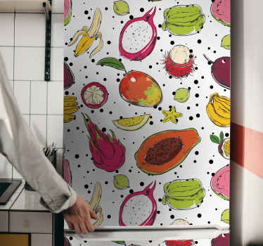 Sticker frigo motif de fruits tropicaux - TenStickers