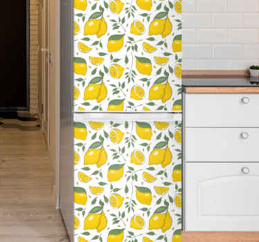 Lemons and flowers tropical fridge sticker - TenStickers
