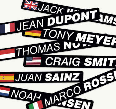 Road bicycle with flag and name bike sticker - TenStickers