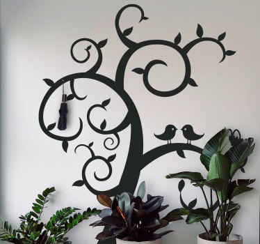 Sticker porte manteau oiseaux sur un arbre - TenStickers