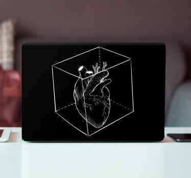 Sticker pour ordinateur coeur dans un cube - TenStickers