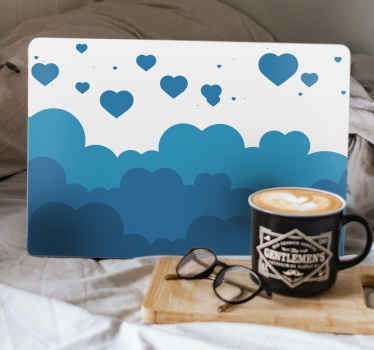Blue heart cloud pattern laptop skins - TenStickers