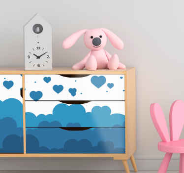 Sticker Meuble sticker nuage coeur bleu - TenStickers