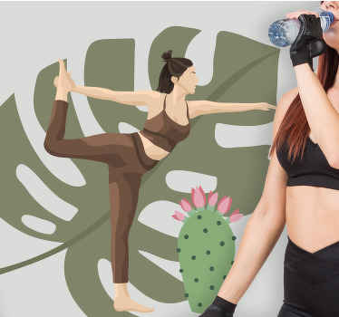 Sticker autres Sports Femme sportive avec cactus - TenStickers
