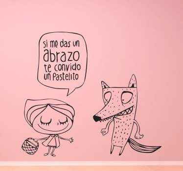 Vinilo decorativo caperucita y lobo linea - TenVinilo