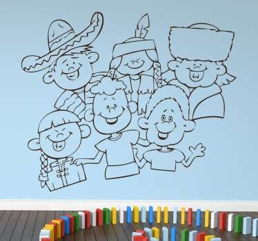 Sticker enfants ethnies - TenStickers