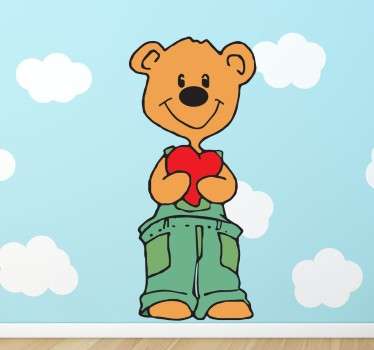 Sticker enfant ours coeur - TenStickers