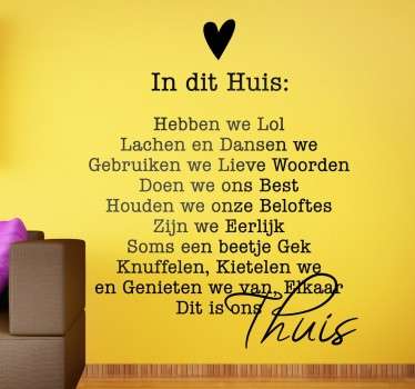 Sticker tekst in dit huis - TenStickers