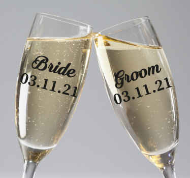 Pegatina boda Novia novio fecha personalizada - TenVinilo