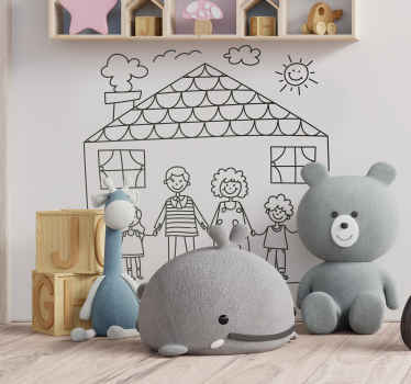 Vinilo infantil familia y casa - TenVinilo