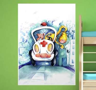 长颈鹿医护人员壁画 - TenStickers