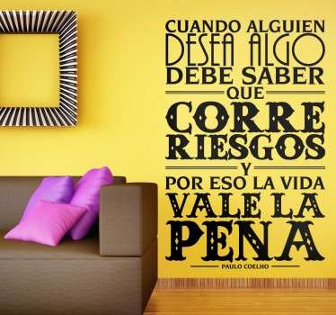 Vinilo de texto correr riesgos Paulo Coelho - TenVinilo
