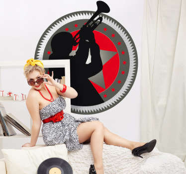Circular Vintage Trumpeter Sticker - TenStickers