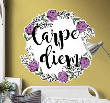 Motivatie stickers Carpe diem kleurrijk bloemenpatroon - TenStickers