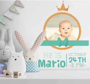 Green birth personalized information sticker - TenStickers