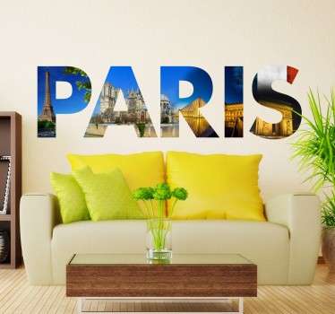 Paris Photographic Text Sticker - TenStickers