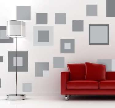 Abstract grey squares geometric wall sticker - TenStickers