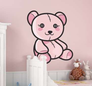 Kids Pink Teddy Bear Decal - TenStickers