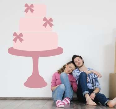 Naklejka dekoracyjna przedstawiająca różowo-pastelowy trójwarstwowy tort. Ceny już od 8,75 zł! Dostępna darmowa dostawa!