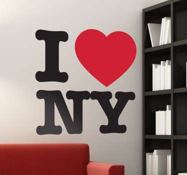 Deze muursticker is een bekend I Love New York sticker om uw liefde aan deze stad te tonen. Ideaal ter wanddecoratie.
